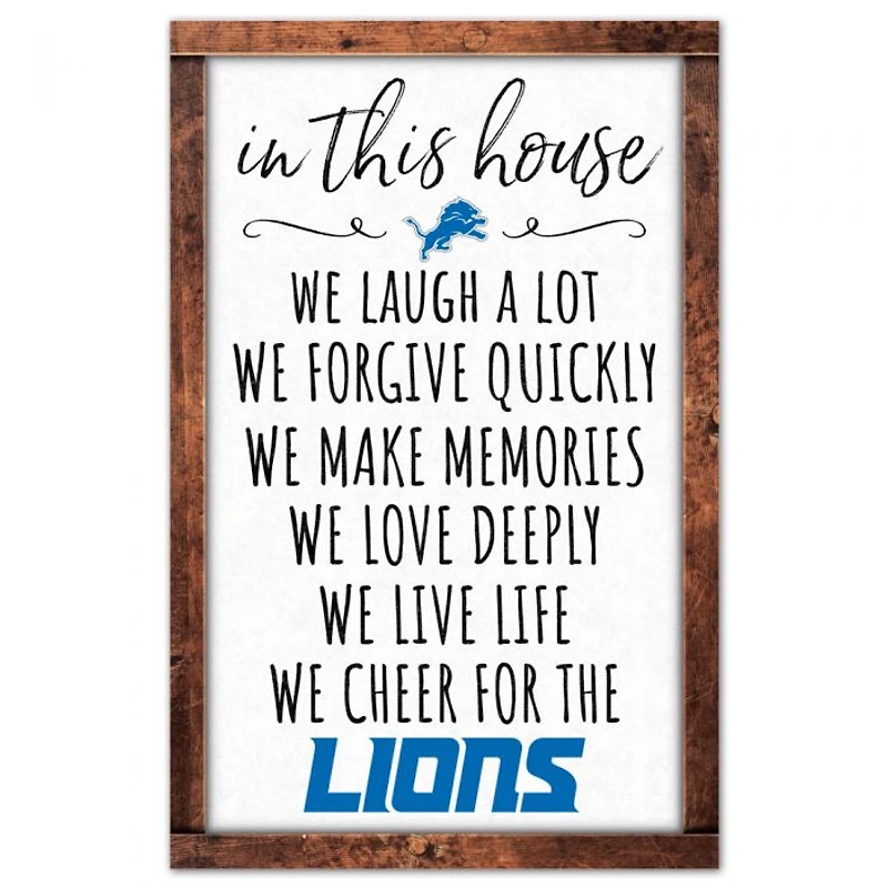 Detroit Lions House Wood Sign 11" x 17" 1/4" Thick