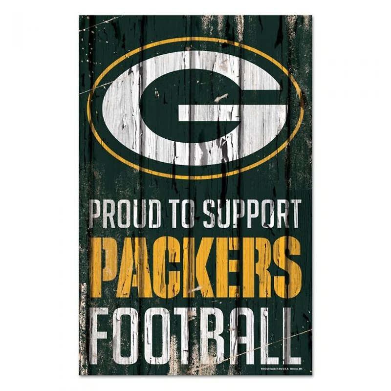 Green Bay Packers Proud Wood Sign 11" x 17" 1/4" Thick