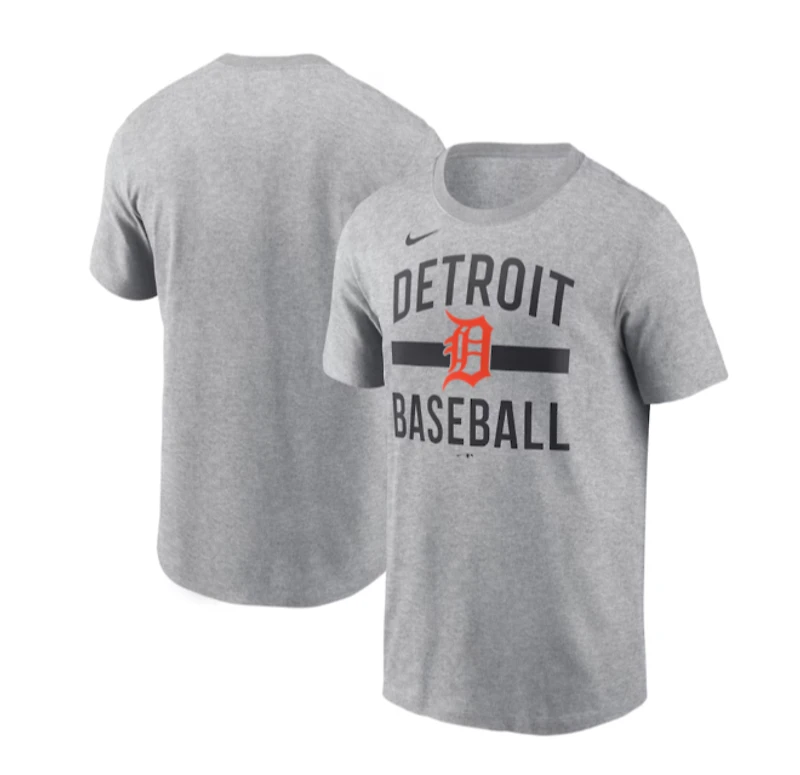 Detroit Tigers Nike Arched Tee - Heather Gray
