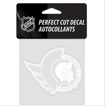 OTTAWA SENATORS PERFECT CUT WHITE DECAL 4" X 4"