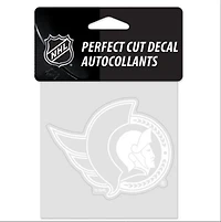 OTTAWA SENATORS PERFECT CUT WHITE DECAL 4" X 4"