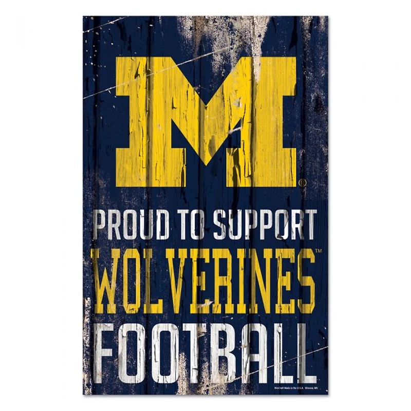 Michigan Wolverines Proud Wood Sign 11" x 17" 1/4" Thick
