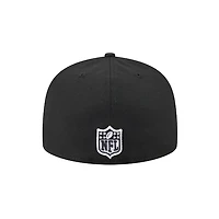 Detroit Lions Black on with White Outline and Patch Evergreen 59Fifty