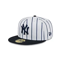 New York Yankees Pinstripe 59FIFTY Fitted Hat – White/Navy Era