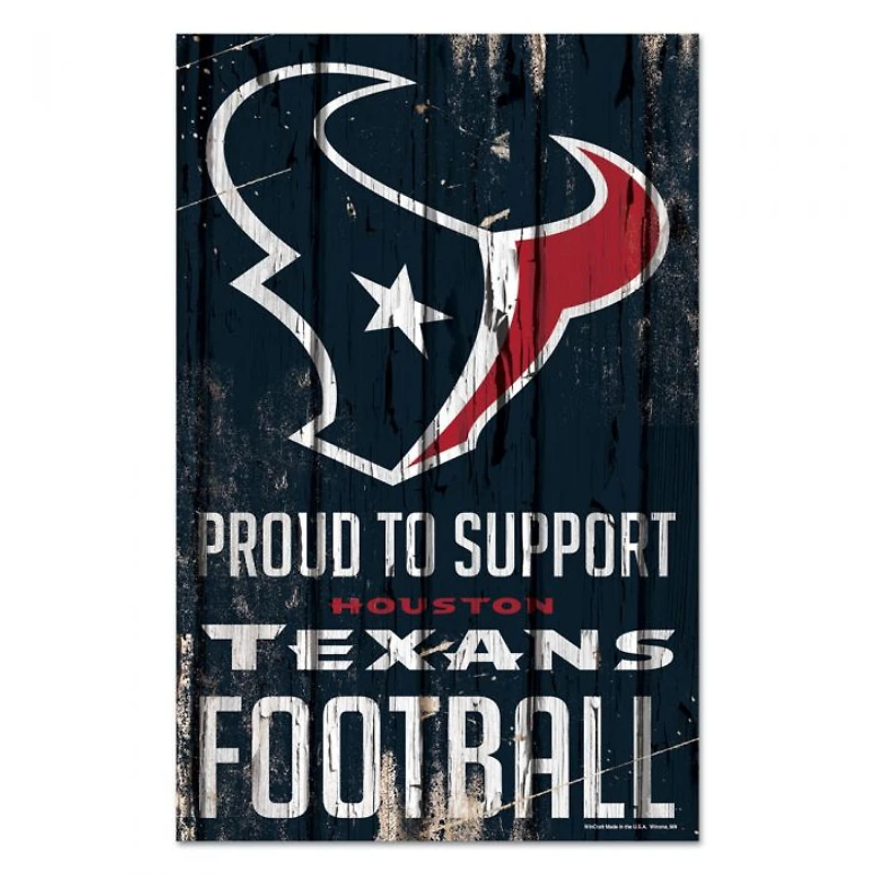 Houston Texans Proud Wood Sign 11" x 17" 1/4" Thick