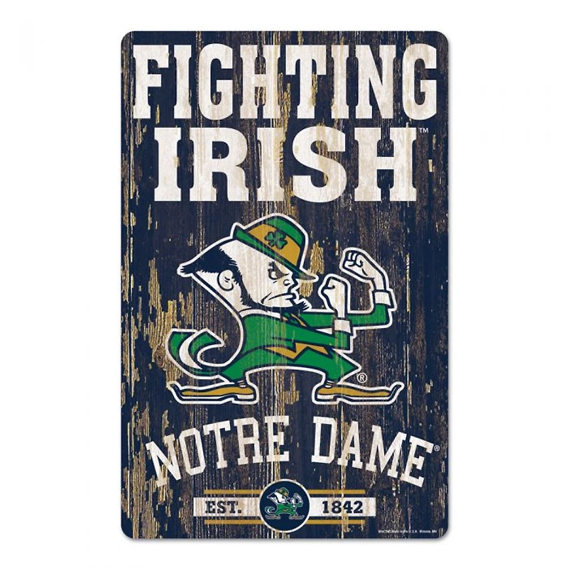 Notre Dame Fighting Irish Slogan Wood Sign 11" x 17" 1/4" Thick