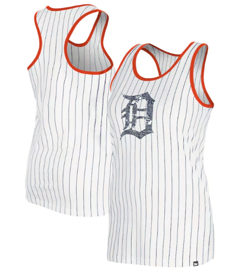 Detroit Tigers Women's White Pinstripe Tank Top