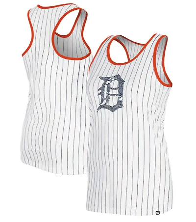 Detroit Tigers Women's White Pinstripe Tank Top