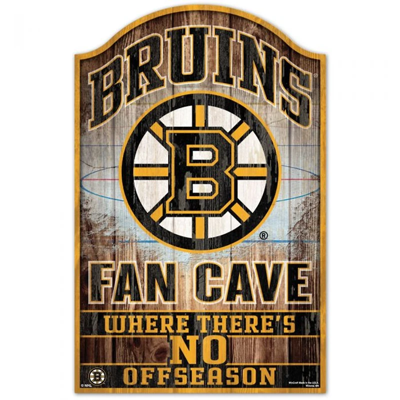 Boston Bruins Fan Cave Wood Sign 11" x 17" 1/4" Thick