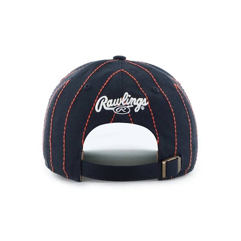 Detroit Tigers Rawlings Pinstripe ’47 Hitch Adjustable Hat – Navy/Orange