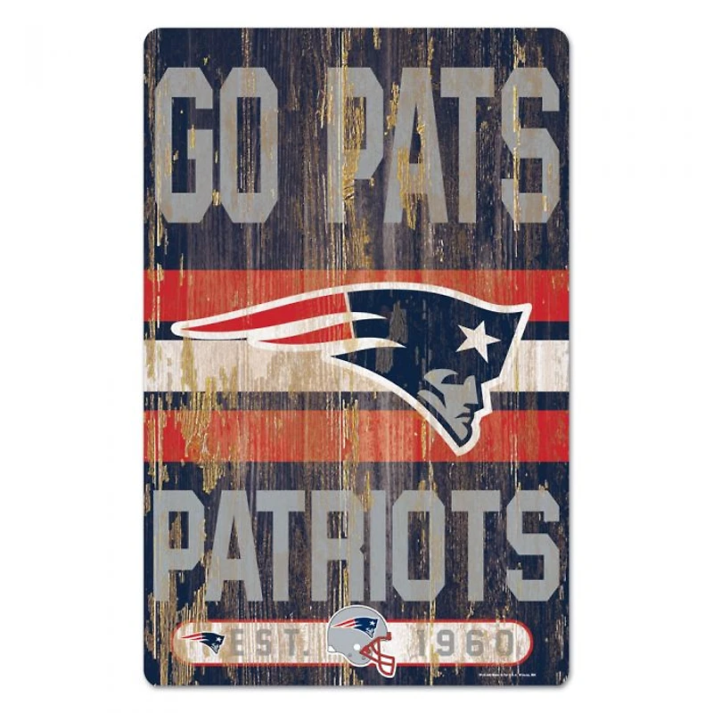 New England Patriots Slogan Wood Sign 11" x 17" 1/4" Thick