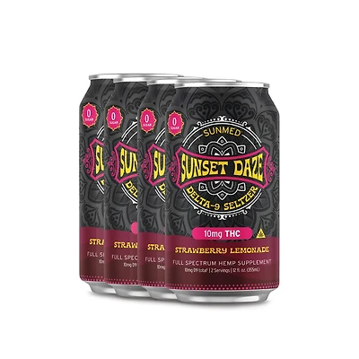Sunset Daze Delta 9 THC Seltzer Strawberry Lemonade 4-Pack