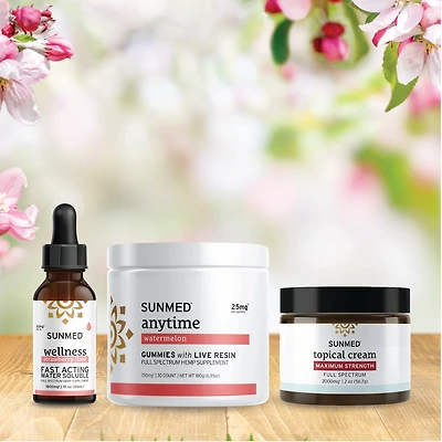 Full Spectrum Anytime Gummies + Water Soluble + Topical Cream Bundle
