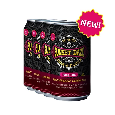 Sunset Daze Delta 9 THC Seltzer Strawberry Lemonade 4-Pack