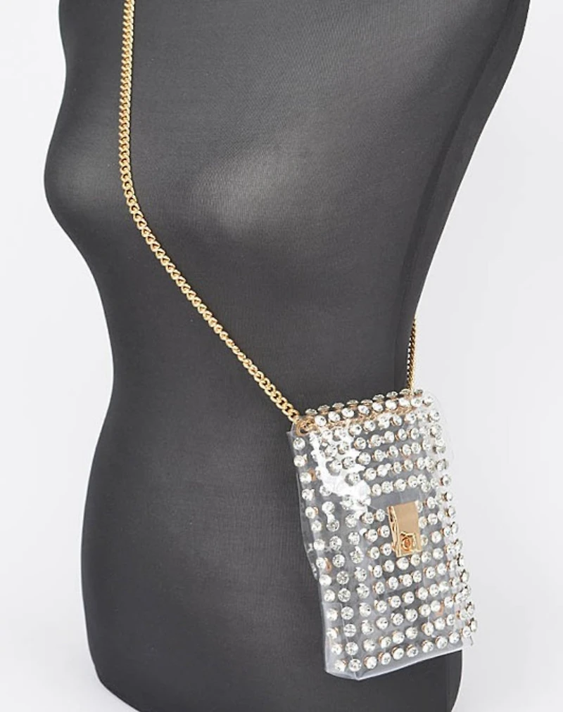 Hd  rhinstone clear crossbody/belt  bag