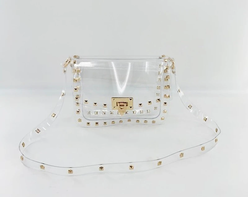 P studs clear crossbody bags