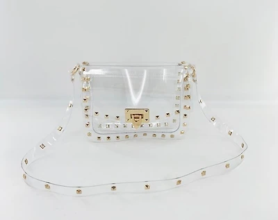 P studs  clear crossbody bags
