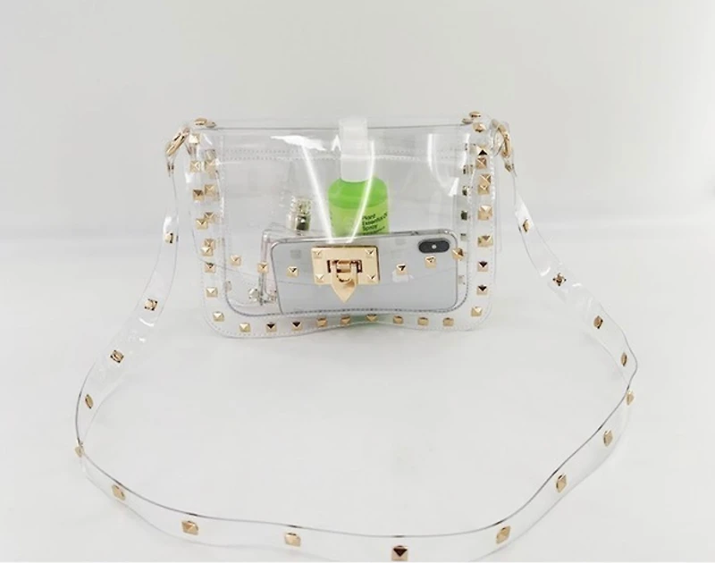P studs  clear crossbody bags