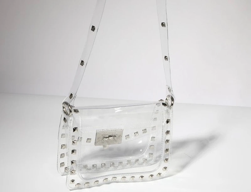 P studs  clear crossbody bags