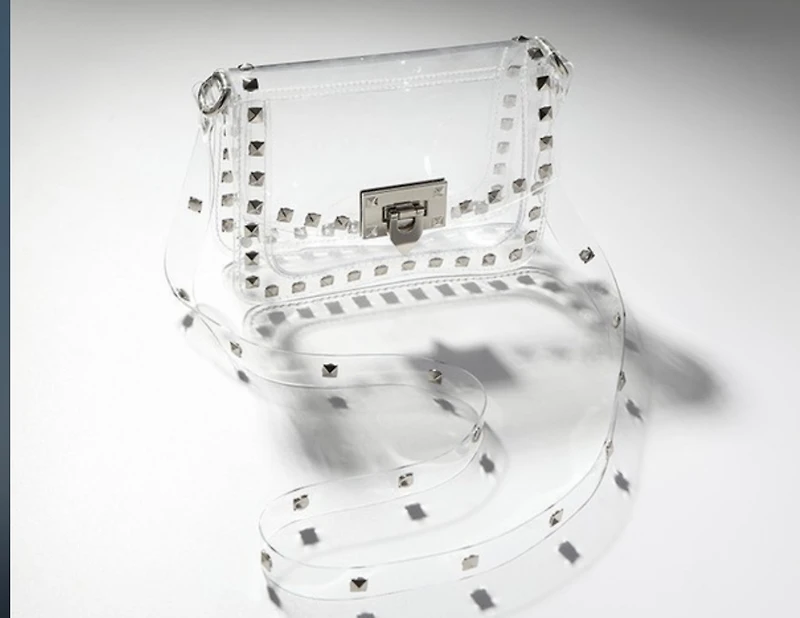 P studs  clear crossbody bags