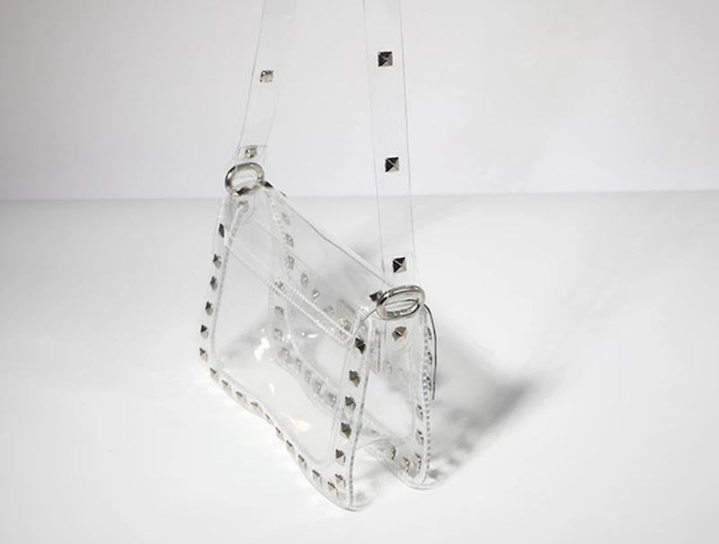 P studs  clear crossbody bags