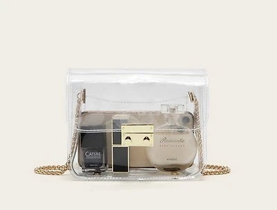 P clear mini bags  with metal chain