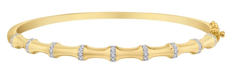 .35 Carat Of Diamonds "Bamboo" Bangle, 10kt Yellow Gold.....................NOW