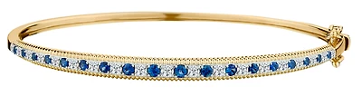 .50 Carat of Diamonds & Blue Sapphire Bangle, 14kt Yellow Gold.....................NOW