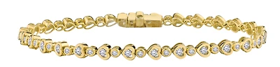 1.00+ Carat of Lab Grown Diamonds "Heart" Bracelet, 10kt Yellow Gold.....................NOW