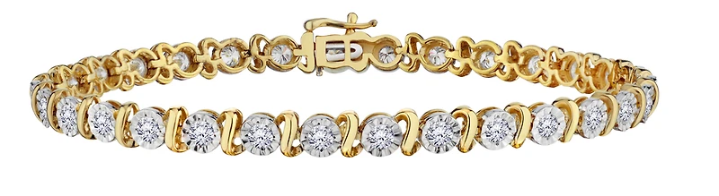 2.00 Carat Of Lab Grown Diamonds "Miracle" Bracelet, Silver (Yellow Gold Plated).....................NOW