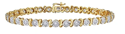 2.00 Carat Of Lab Grown Diamonds "Miracle" Bracelet, Silver (Yellow Gold Plated).....................NOW