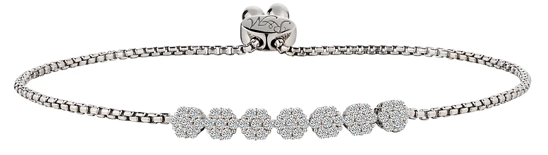 Created White Sapphire "Flower" Bolo Bracelet