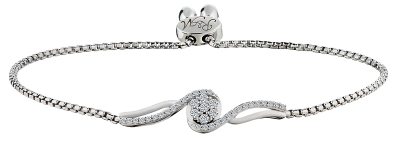 Created White Sapphire "Flower" Bolo Bracelet, Silver.....................NOW