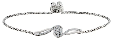 Created White Sapphire "Flower" Bolo Bracelet, Silver.....................NOW