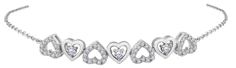 Created White Sapphire Heart Bracelet, Silver.....................NOW