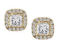 .53 Carat of Canadian Diamonds Princess Cut Halo Earrings, 10kt Yellow Gold.....................NOW