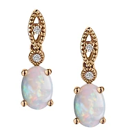 .75 Carat Oval Australian Opal and Diamond Earrings, 10kt Yellow Gold.......................NOW