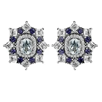 1.25 Carat of Aquamarine, Iolite & Topaz Stud Earrings, Silver.......................NOW
