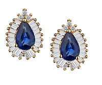 Blue Sapphire & .33 Carat of Diamonds Halo Earrings, 14kt Yellow Gold.....................NOW