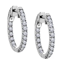 1.00 Carat of Diamonds Hoop "Inside Outside" Earrings, 10kt White Gold......................NOW
