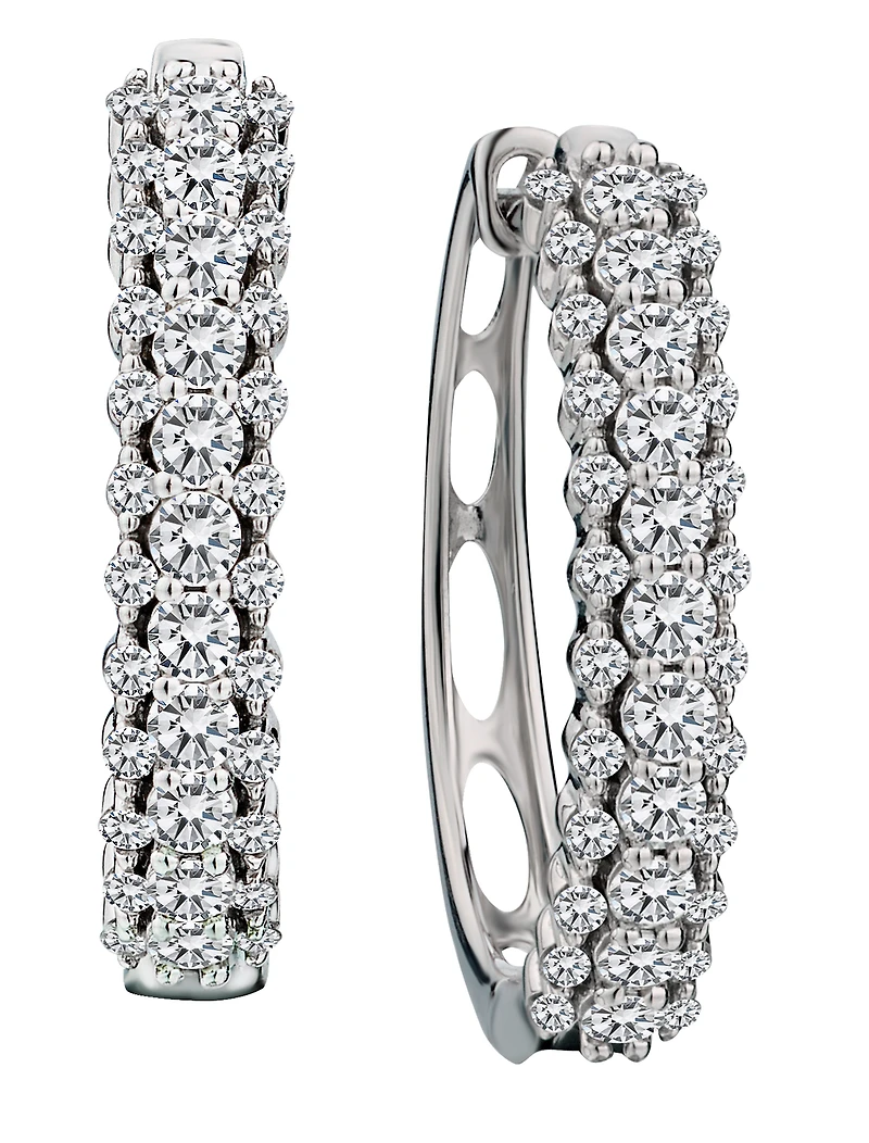 1.00 Carat of Diamonds Hoop Earrings, 14kt White Gold.....................NOW
