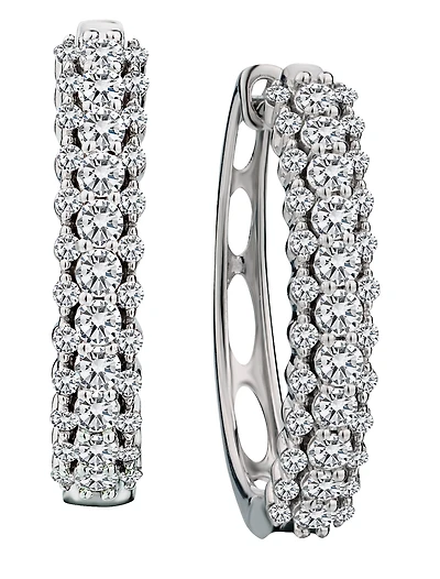 1.00 Carat of Diamonds Hoop Earrings, 14kt White Gold.....................NOW