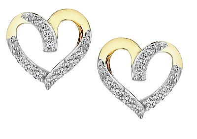 .09 Carat of Diamonds "Heart" Earrings, 10kt Yellow Gold.....................NOW