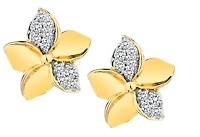.09 Carat of Diamonds "Flower" Earrings, 10kt Yellow Gold.....................NOW
