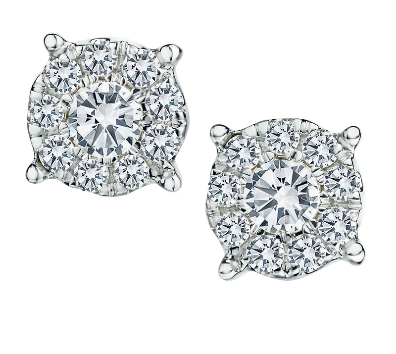 1.00 Carat of Diamonds Halo Earrings, 14kt White Gold.....................NOW