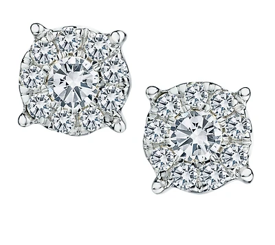 1.00 Carat of Diamonds Halo Earrings, 14kt White Gold.....................NOW