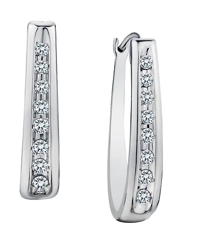 .30 Carat of Lab Grown Diamonds "U" Shaped Hoop Earrings, Silver.....................NOW
