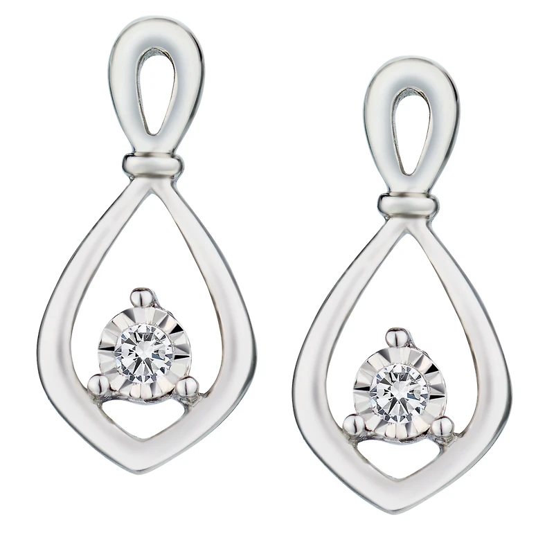 .06 Carat of Lab Grown Diamonds "Miracle" Earrings, Silver.....................NOW