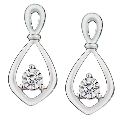 .06 Carat of Lab Grown Diamonds "Miracle" Earrings, Silver.....................NOW