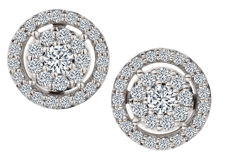 .75 Carat of Lab Grown Diamonds Halo Earrings, 10kt White Gold.....................NOW